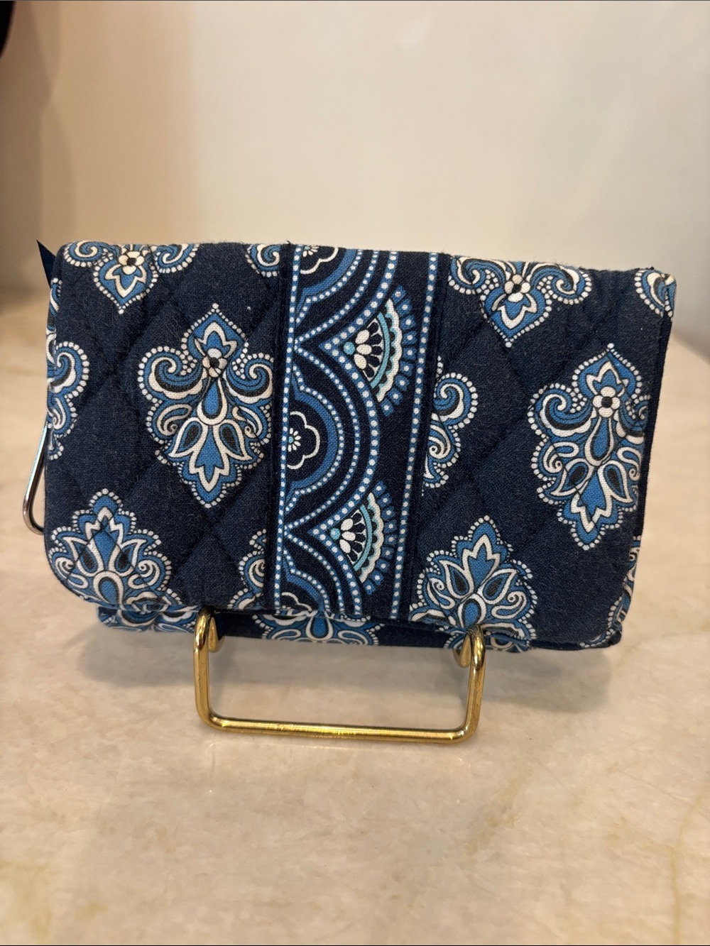 Vera Bradley Navy Blue Quilted Paisley Calypso pattern Wallet